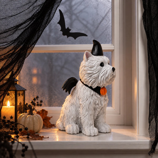 Adorno Perrito Blanco con Alas