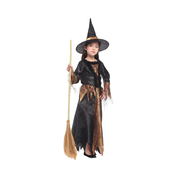 Disfraz de Bruja Elegante Negra y Dorada